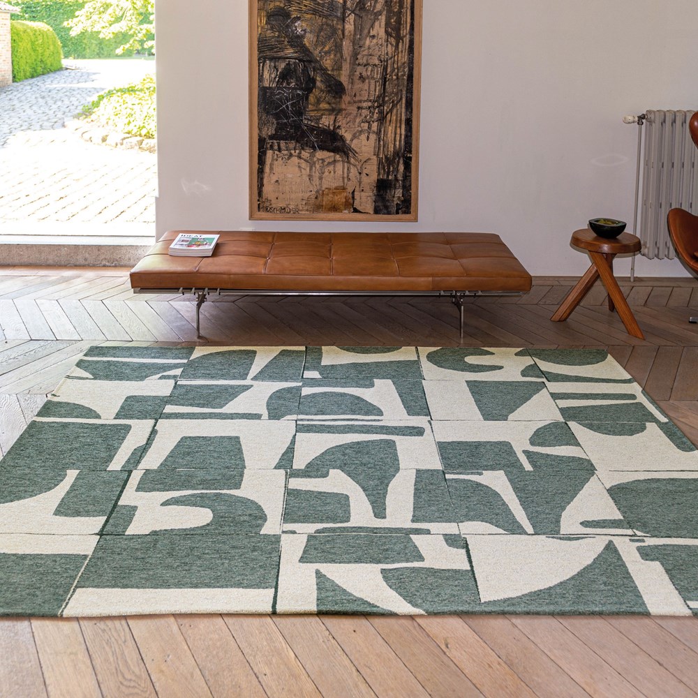 Louis De Poortere Designer Papercut Rugs in 9361 Sea Spray Green